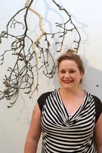 Artist Kath Fries with her work.
